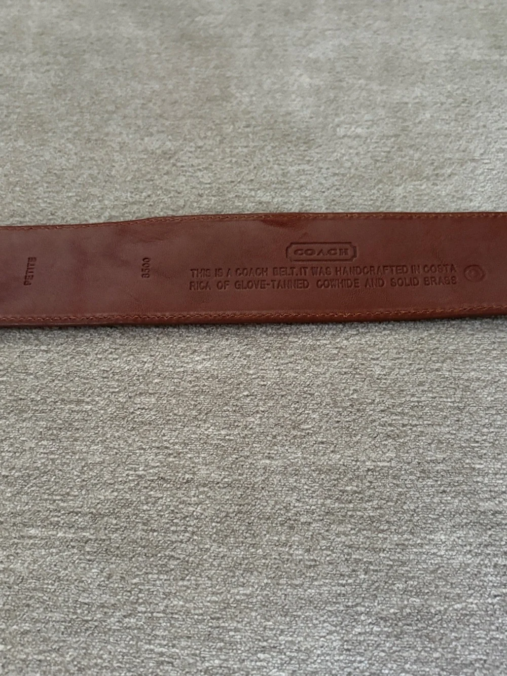 COACH Petite Classic Tan Leather Belt with Gold Buckle